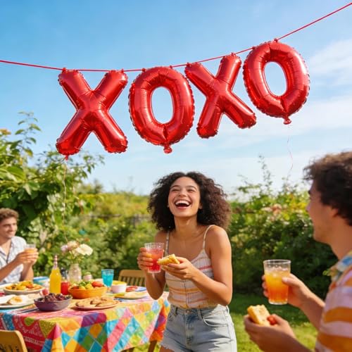 6pcs XOXO Red Heart Balloons,16in XOXO Letters Red Heart Valentine's Foil Balloon for Valentine's Day Party Wedding Party Decorations - Image 7