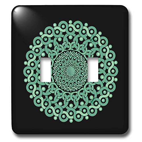 Interrupteur à double bouton mandala noir 3dRose pour rénover un mur - 2