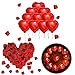 ASANMU Kit Romantio Decorazioni, 1000 Pezzi Petali di Rosa Rossa + 50pcs Amore Cuore Candele Romantiche + 10pcs Cuore Rosso Palloncino Decorazioni Ideale per San Valentine, Matrimoni, Anniversari