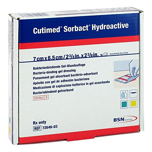 CUTIMED Sorbact Hydroactive compresse anti-bactérienne 7x8,5cm pour plaies exsudatives, 10 St
