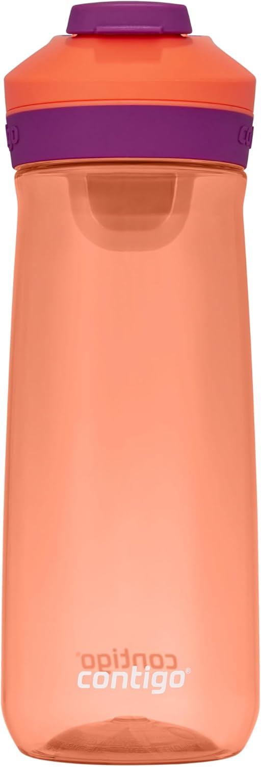 Contigo Kids Casey Water Bottle with Leak-Proof Lid, BPA-Free Plastic, Dishwasher Safe, Coral & Grape, 20 oz (591 mL)