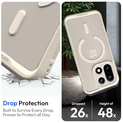 Image of KAPAVER Mag-X Sandstone Back Cover Case Compatible with MagSafe, Magnetic Case for OnePlus 15 (Mag-X Stand Storm)
