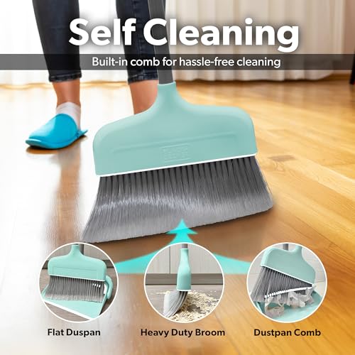 BLACK+DECKER Butler Besen- und Kehrschaufel-Set, kurzer Griff, Stand-Up-Design, leicht, platzsparende Kombination für Küche, Wohnzimmer, Badezimmer, Lobby-Böden – unverzichtbar für die Hausreinigung, – Bild 3