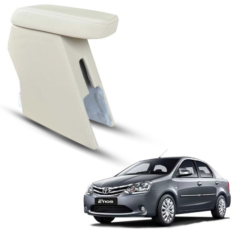 Carigiri Premium Finish Car Armrest with Storage Box And High Density Moulded Foam For Toyota Etios (Beige with Beige seam,Nappa Leatherette)-picture-19