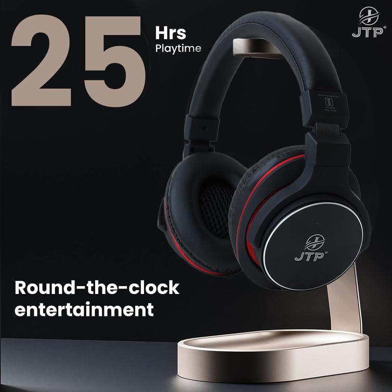 Image of JTP Extra Bass Wireless Headphones - HD Sound, 25H Talk Time, Type-C Charging, BT 5.4, 360 Surround Stereo Sound (Black)