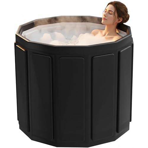 Portable Bathtub for Adult, Foldable Soaking Bathtub for Hot SPA&Ice Bath, Foldable Small Bathtub collapsible bathtub for Bathing, 6-layer Insulated portable tub,Space-Saving (black, 25.9X27.5 IN)