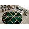 Tappeto esclusivo EMERALD Tappeto glamour, tappeto elegante per soggiorno, camera da letto, ufficio, guardaroba Marmo, Triangoli verde bottiglia / oro cerchio 160 cm