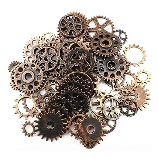 Assorted Antique Steampunk Gears Charms, Airlxf 100 Gram DIY Pendant Metal Clock Watch Wheel Gear Cog Craft Supplies Jewelry Making Accessories for Crafting DIY Jewelry Making