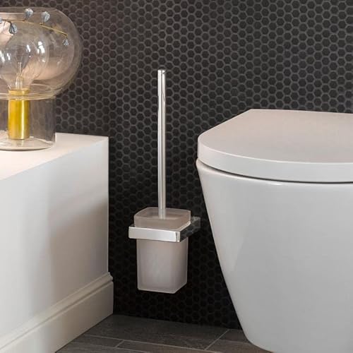 Emco Trend 21500100 Toilet Brush and Holder for Wall Mounting Satinised Glass/Chrome - Image 2