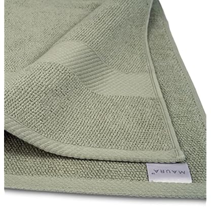Maura Premium-Badetücher, 100 % Baumwolle, 68 x 137 cm, ultra-saugfähig, schnell trocknend, 4er-Pack, weiches Frottee-Badetücher-Set für Badezimmer, Hotel und Spa-Qualität, salbeigrün – Bild 4