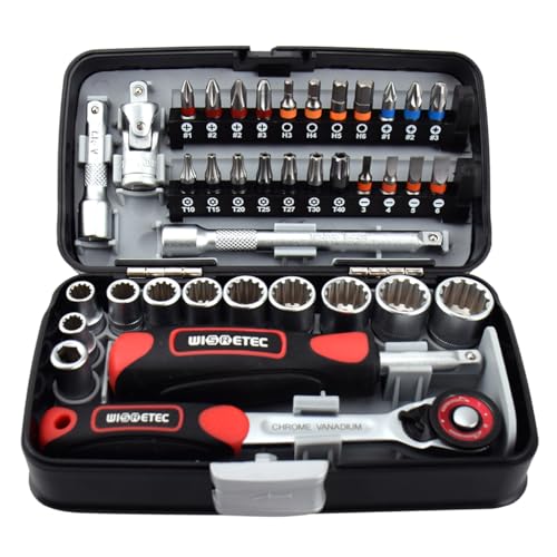 Kit compacto de mantenimiento de bicicletas eficiente con llaves de trinquete métricas 6