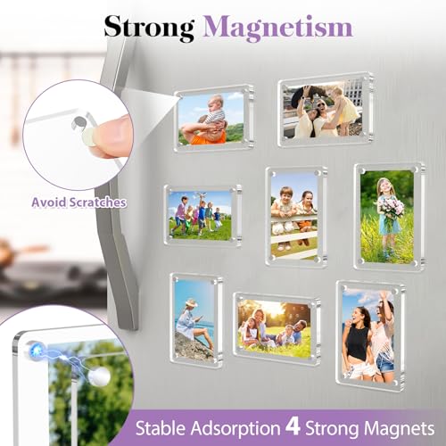 SAMYUCHO 25 Packs Acrylic Magnetic Picture Frame for Refrigerator, Mini Wallet Size Picture Frames, Clear Magnet Photo Frames Holder for Polaroid Instax Mini Fuji Film, 2.36 x 3.54 Inch by SAMYUCHO - Used condition - Image 4