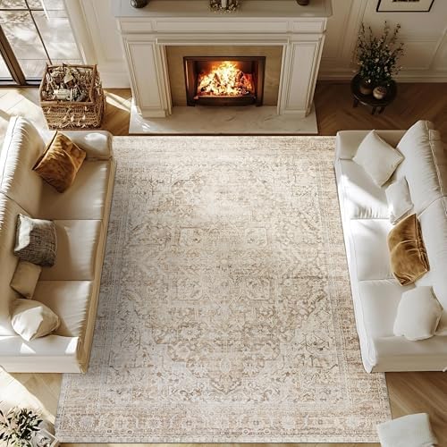 8x10 Washable Large Area Rugs for Living Room,Neutral Boho Modern...