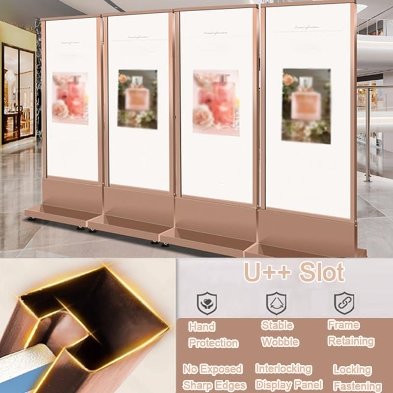 XPLKQXE Soporte Para Carteles, Portacarteles Pie, Señales Portátiles Con Base Lastrada Para Bodas, Restaurantes, Salas Conferencias Y Recepciones Hotel(Gold,23.6x15.7x71in/4pcs)