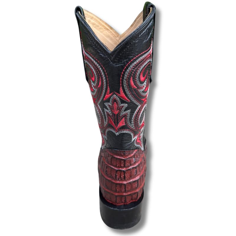 Image of Men's Alex Exotic Caiman Python Western Cowboy Boots Square Toe Pull On Tall Shaft bota de vaquero para hombre