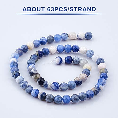 OLYCRAFT About 178-189pcs 6mm Natural Blue-Vein Stone Beads 1mm Hole Sodalite Beads Round Loose Gemstone Beads Energy Healing Stone for Bracelet Necklace Jewelry Making