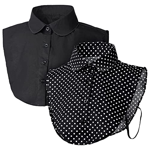 SATINIOR Women's Fake Collar Detachable Dickey Collar Faux False Collar Polka Dots Half Shirts Blouse for Women Girls (Black, 2)