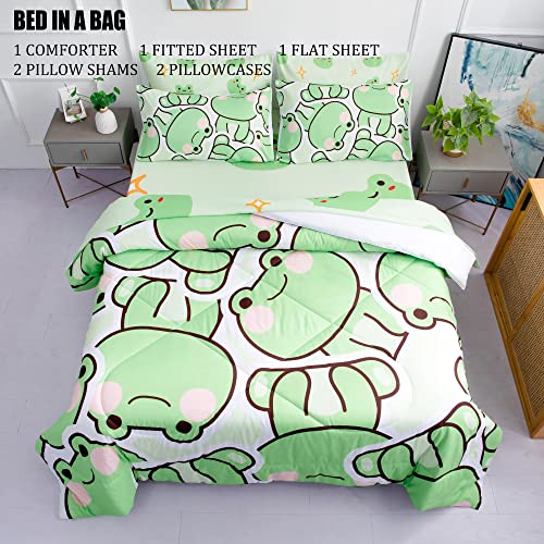Musolei 7 Piece Frog Comforter Set For Kids Boys And Girls Full Size Microfiber Bedding Sets For All Season (1 Comforter, 1 Flat Sheet, 1 Fitted Sheet, 4 Pillowcases) #TOP1