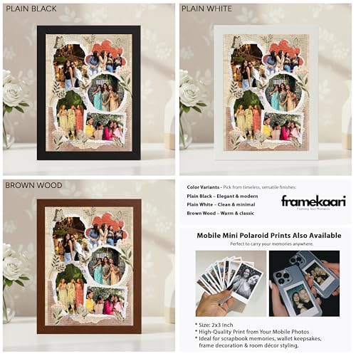 Image of Framekaari Friends Customized Photo Frame | Personalized Birthday Gift | Vintage Scrapbook Design | Custom Photo Collage | Tabletop & Wall Mount | Room & Home Decor | 16x21 cm (Design-15)