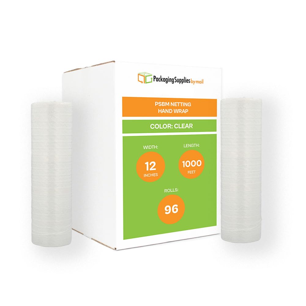 PSBM 96 Rollen Palettennetz, belüftete Stretchfolie, industrielle Stärke, transparente Schrumpffolie für Umzug, Verpackung, Versand, Palettenverpackung, Tiefkühlkost und Pflanzen, 96 Rollen
