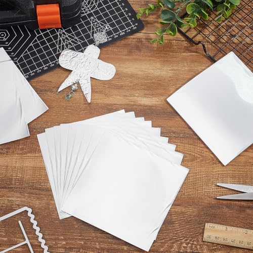 AHANDMAKER 100 Blatt Aluminiumfolie Silberfarben 0.7mm Zum Basteln Prägen Und Gestalten von Metall Für DIY Projekte Heimdekoration Schulprojekte Halloween Geschenkverpackungen 12x12cm