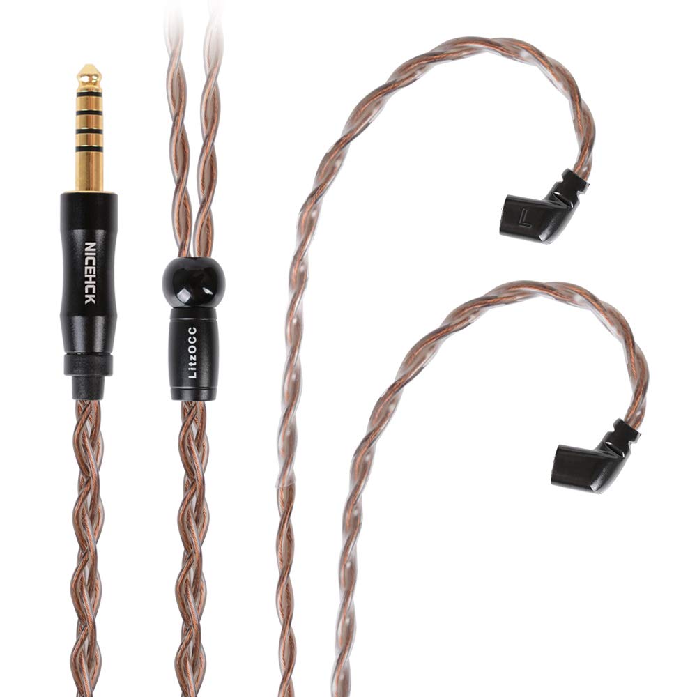 NICEHCK Litzocc,4N 4 Core Monocrystalline Copper OCC Earphone Cable, 0.78 2Pin/QDC 2Pin/MMCX Detachable Metal Connector,2.5/3.5/4.4mm Metal Plug,1.2m Soft Upgrade Cable