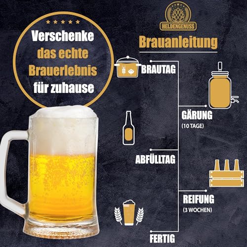 Heldengenuss - Bierbrauset Pils - 5L Bier - [Echtes Brauerlebnis] - Bier brauen Set Mit Videoanleitung - Bier Geschenke für Männer