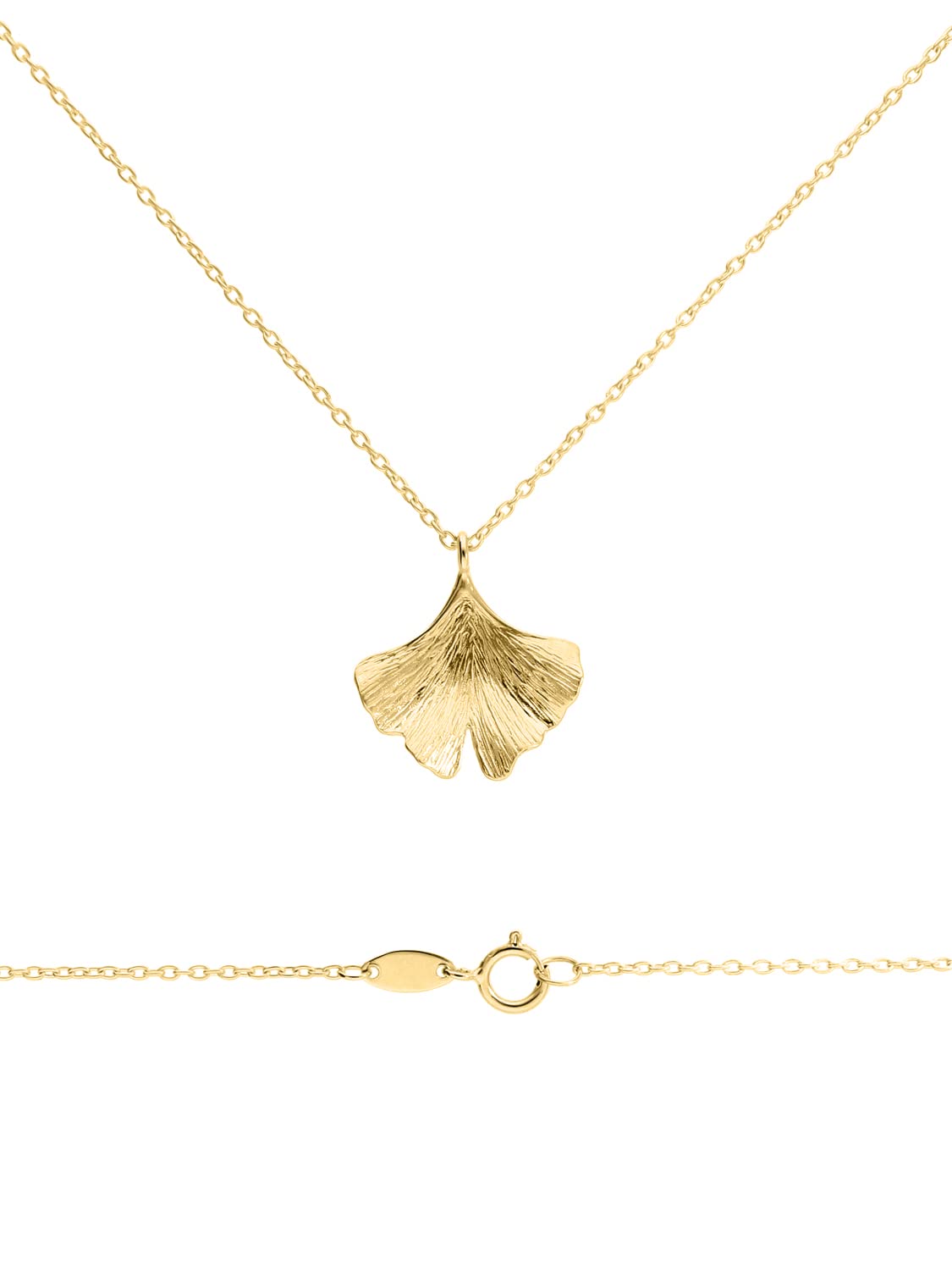 MyGold Ginko hojas colgante collar cadena oro amarillo 375 oro (9 quilates) sin piedra brillo Longitud 45 cm ginkoblatt Regalos para mujeres regalo Ideas Ginko K de 01090 de G601 de AK10 de f45 cm