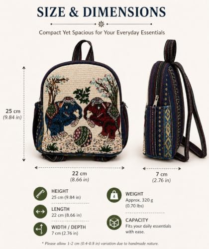 Image of Elephant Print Canvas Tote Bag for Women, Ethnic Shoulder Handbag with Multicolor Elephant Design, Dual Handle Everyday Carry Bag for Shopping, Office, College, Travel & Daily Use