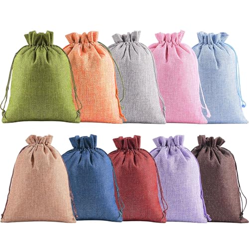 Bolsas de arpillera con cordón de yute para detalles de boda y comunión rústica 2