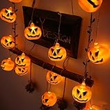 IFEND ハロウィン 飾り 装飾 LED かぼちゃライト 電池式 40LED電球 6m ハロウィン 飾りライト ストリングスライト パンプキンライト 囲気作り DIY 装飾 屋外 室内 照明飾り (スマイルカボチャ)