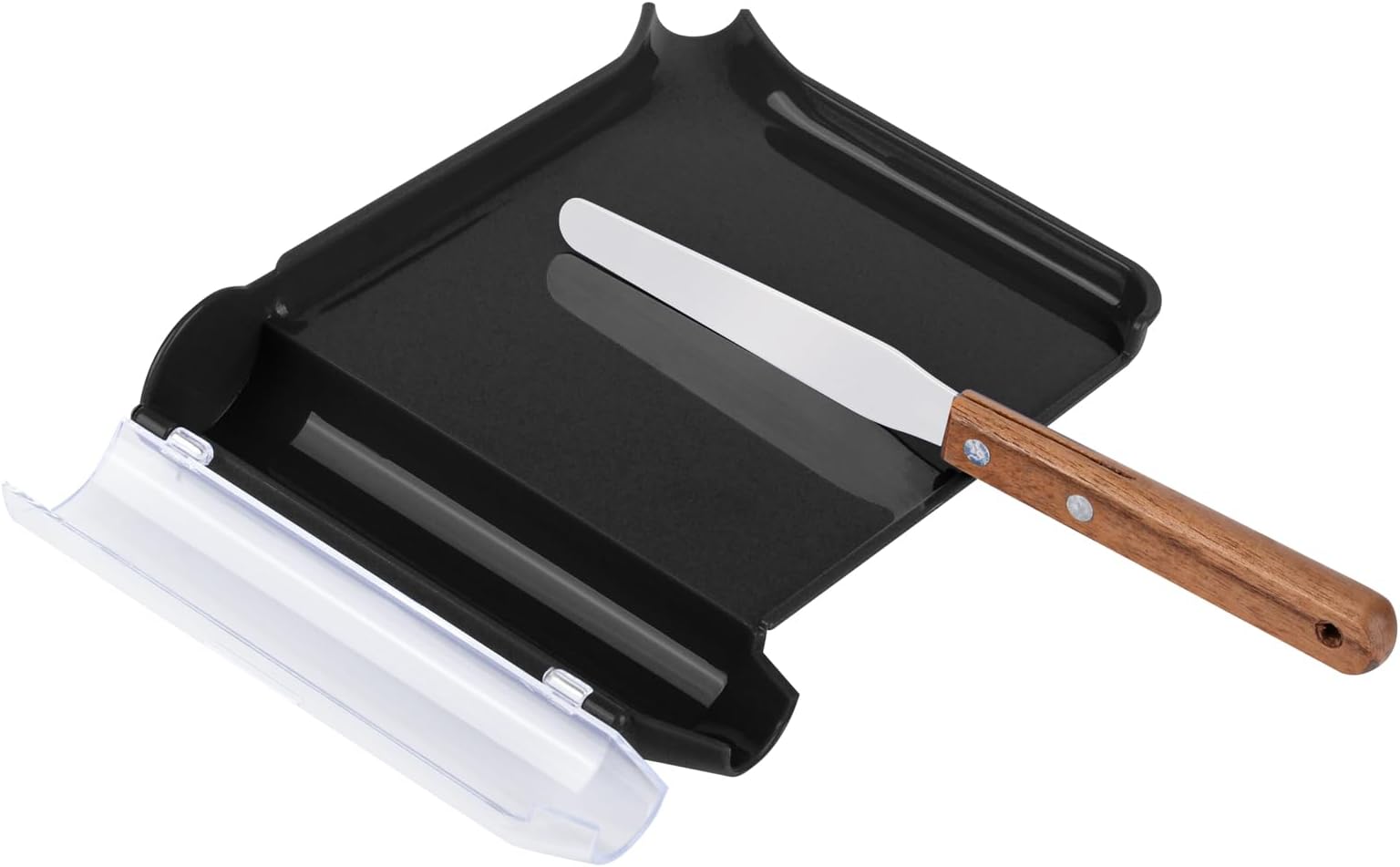 Right Hand Pill Counting Tray with Spatula (Black - Wood Handle)