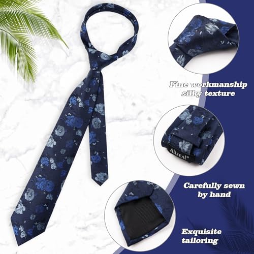 Image of Alizeal Mens 3.15'' Colorful Flower Pattern and handkerchief Necktie Set