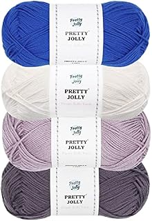 Pretty Jolly 4 Skeins Soft Baby Yarn 100% Cotton Yarn for Crochet Knitting 4 Ply Yarn Blanket Yarn for DIY Craft Fingering Weight Yarn Total Length 4×175ysd/4×50g-Multicolored