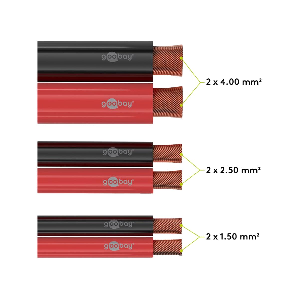 Goobay 15023 cable de audio 100 m Negro, Rojo - Cables de audio (100 m, Negro, Rojo)