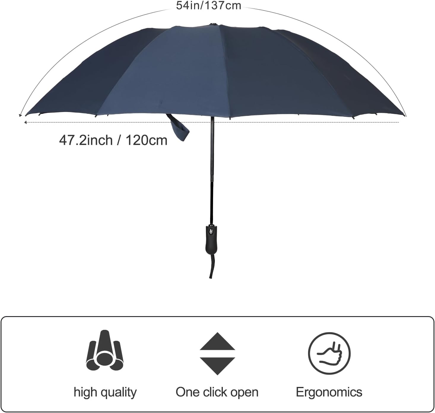 Inverted Umbrella 54 inch Large Windproof Umbrellas Auto Open And Close Compact Reverse Closed, Folding Storage for Women And Men, Travel Foldable Large Size Oversize Fold 10 Ribs Sturdy