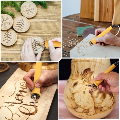 Holzbrenner zum Gravieren LCD-Display, Pyrography Machine mit 20 Spitzen, 250–750°C, für Holz Leder Kürbis Kunsthandwerk