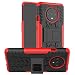Produktbild LiuShan Kompatibel mit Oneplus 7T Hülle, Dual Layer Hybrid Handyhülle Drop Resistance Handys Schutz Hülle mit Ständer für Oneplus 7T Smartphone,Rot