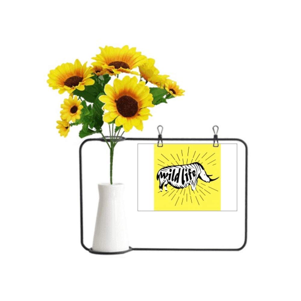 Carte de bénédiction et Vase Rhinocéros Noir avec Tournesol