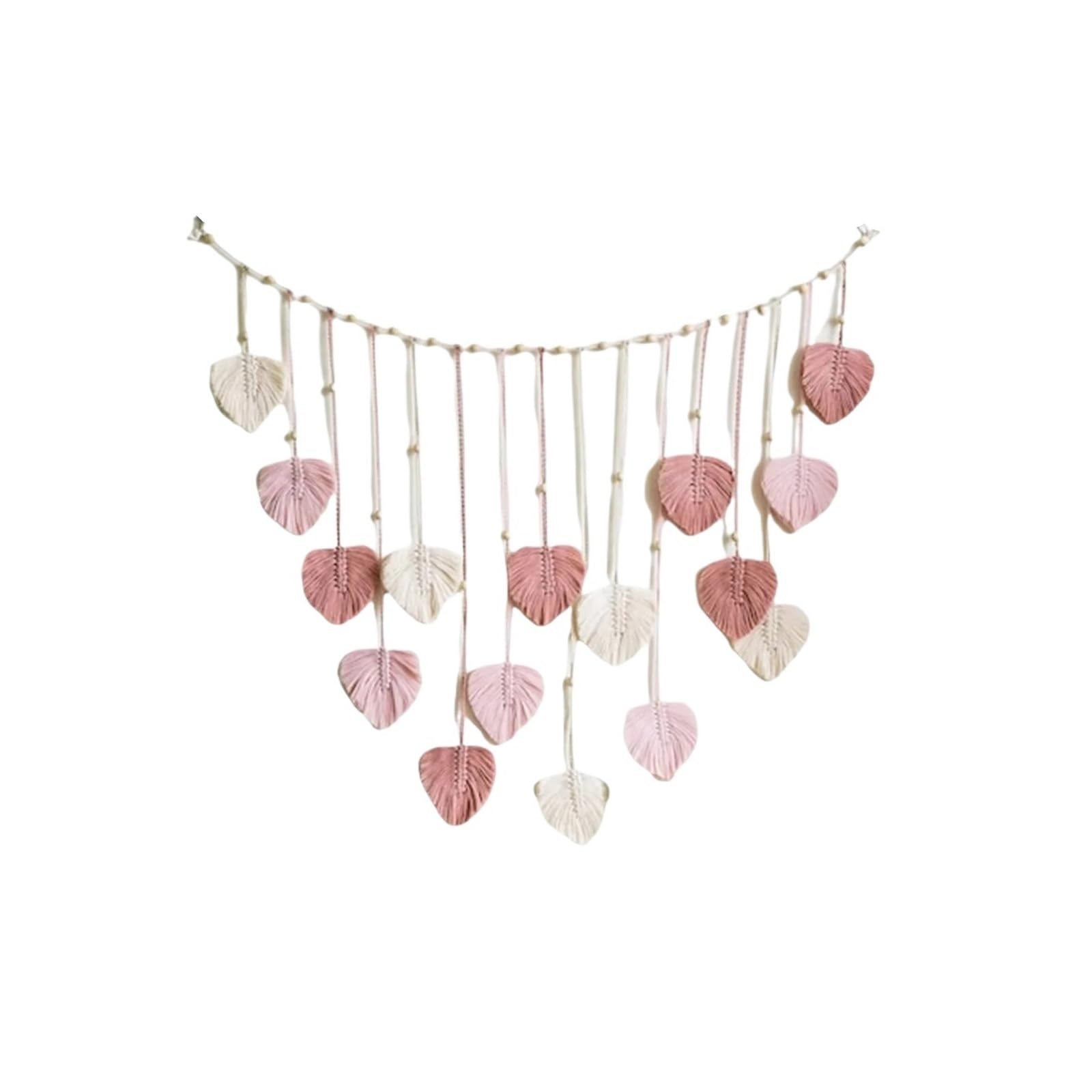 FGUJSUR Tapestry Wall Hanging Handmade Woven Leaf Macrame Hanging Ornament Boho Cotton Rope Walls Decoration For Bedroom Living Room Wall(Pink 75x120cm)