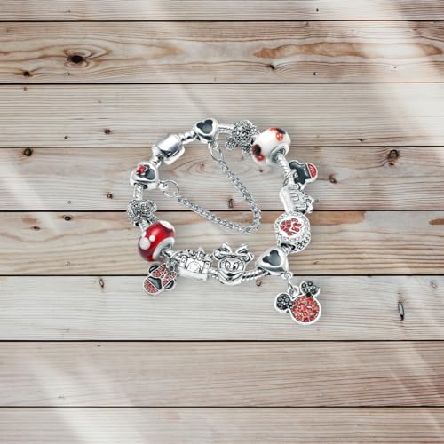 Cartoon Mouse Charms Bracelet, Silver Plated Anti-Tarnish Alloy, 20CM, SHAPER6813594129443