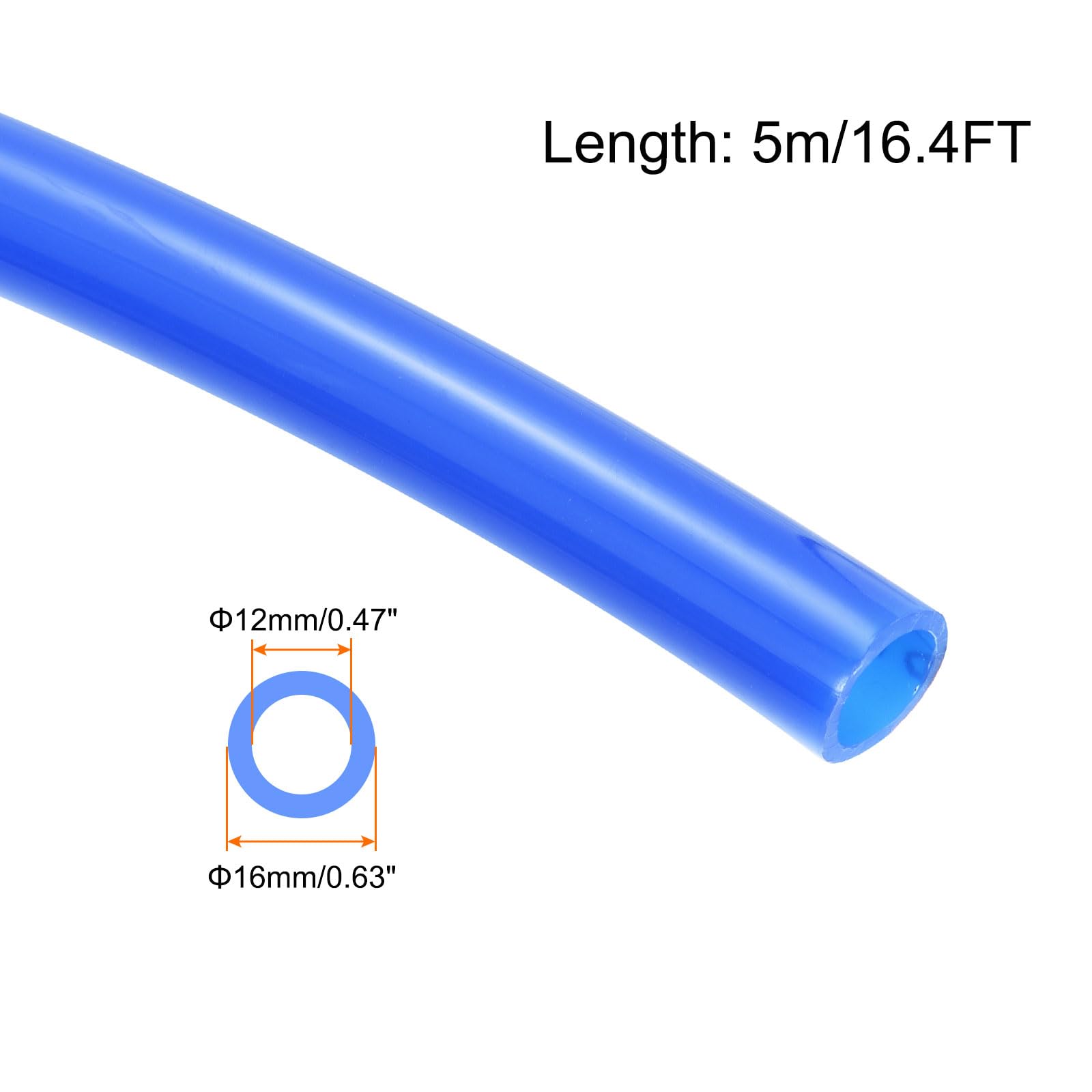 Rebower PU Air Tubing Hose, 16mm x 12mm Blue, 5M, 1pcs, 16mm x 12mm x 5m - Image 2
