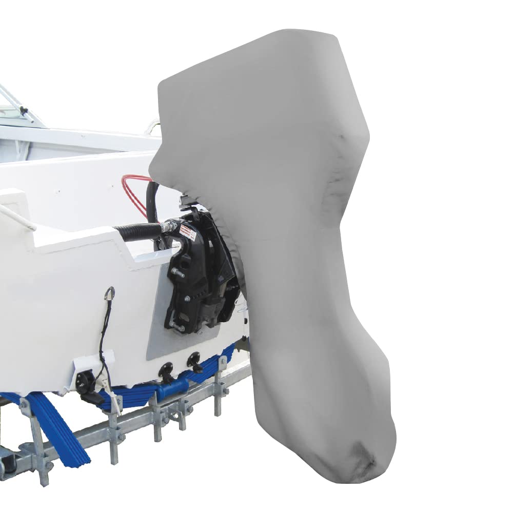 Seamander Outboard Motor Cover ,Full Motor Outboard Cover, Engines Cover Waterproof Boat Cover (Grey(600D), Fits for 60-90 HP)