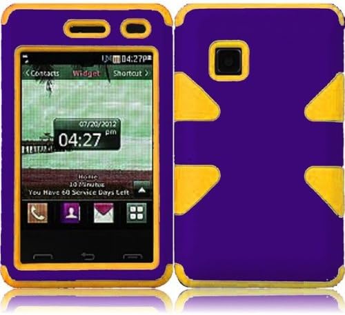 Importer520 Dynamic Hybrid Tuff Hard Case Snap On Phone Silicone Cover Case for LG 840G LG840G TracFone, StraightTalk, Net (Purple/Yellow)