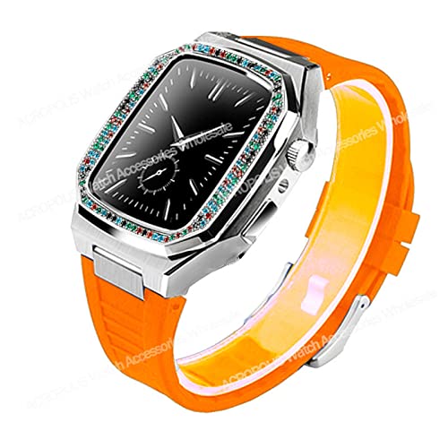 Diamond Modification Kit Case for Band 8 7 45mm 44mm Stainless Steel Case Strap for Series 6 SE 5 4 Set