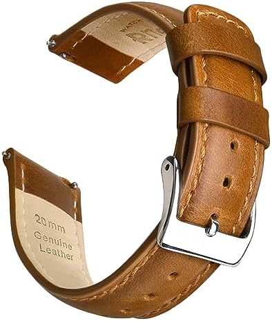Ritche Genuine Leather Watch Band for Galaxy Watch 6 Classic Omega x Swatch Moonswatch 20mm Classic Vintage Quick Release Leather Watch Strap (Toffee Brown), White Elephant Gifts, Stocking Stuffers for Men, Father's Day gifts