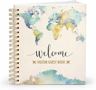 Guest Book for Rental House - Vacation Home - Short Term Rentals, Host Essentials, Spiral Hardcover Welcome Log for Airbnbs- 200 Pages (World Map)