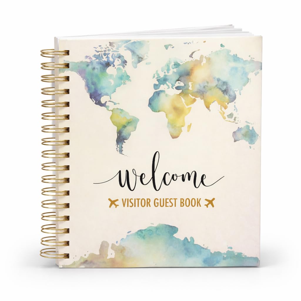 Livre d'or visiteur à spirales - Registre avec feuilles de connexion pour Airbnb