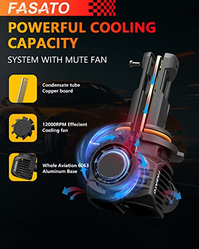 Fasato 9006 Hb4 Led Headlight Bulbs,600% Brighter Led Low Beam High Beam Headlights,6500K Cool White,Halogen Replacement Conversion Kit,Plug And Play ,Pack Of 2 #TOP3