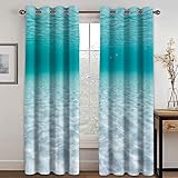 SHATOS Gardinen Küche Schlafzimmer 3D Blauer Ozean Muster H 160 X B 200 cm 2Er Set...